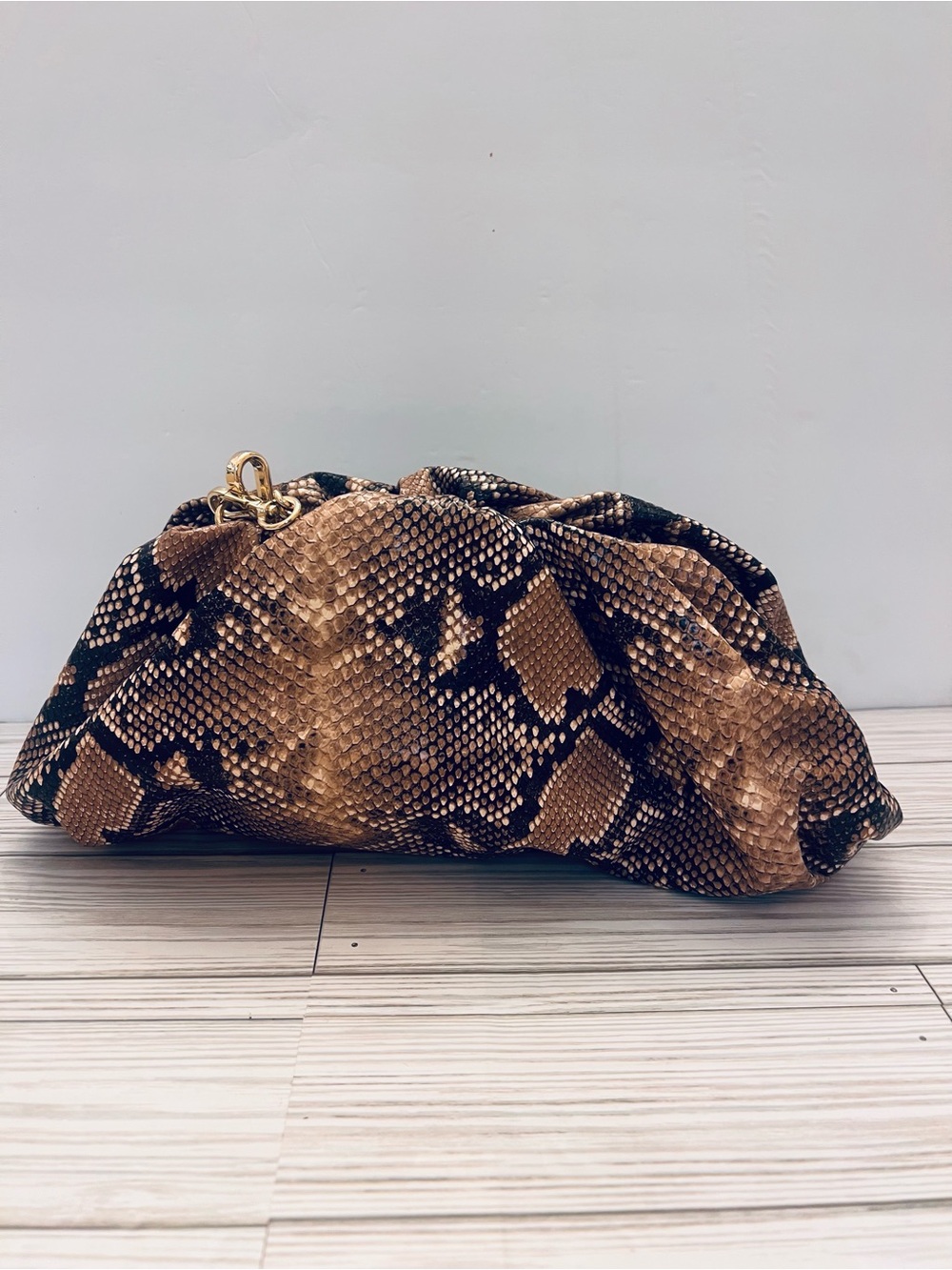 INC International Concepts Brown & Black Snake-Print Clutch